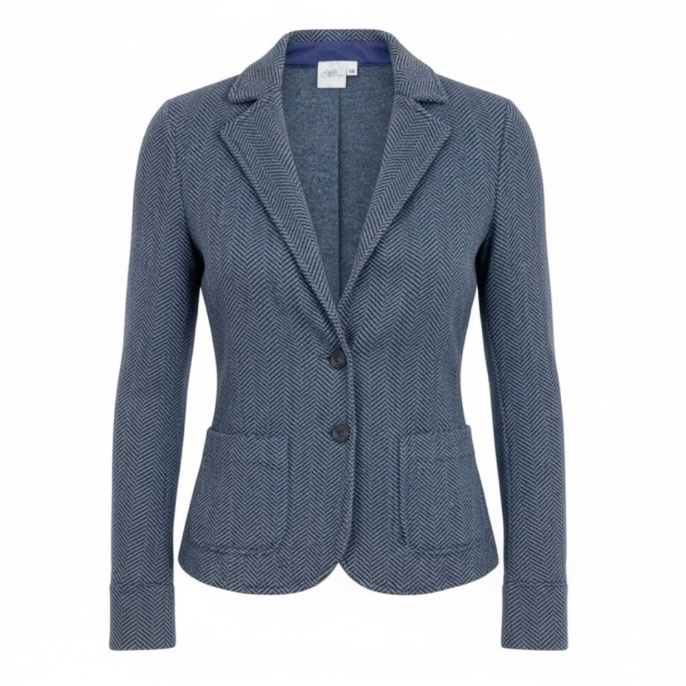 MERINGUE BLACK GRAY HERRINGBONE PATTERN KNIT BLAZER WOMENS MEDIUM